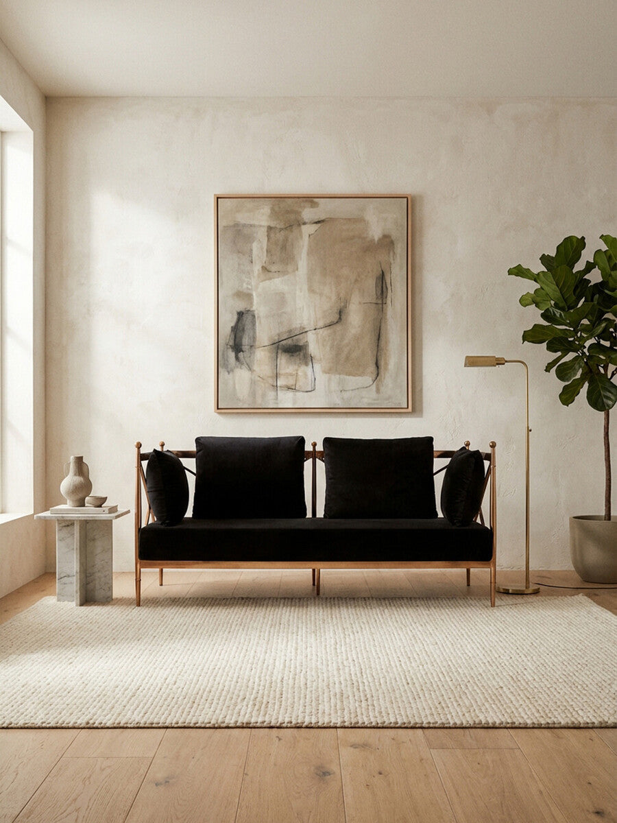 2 Seat Rose Gold Lattice Arms Sofa, Novo