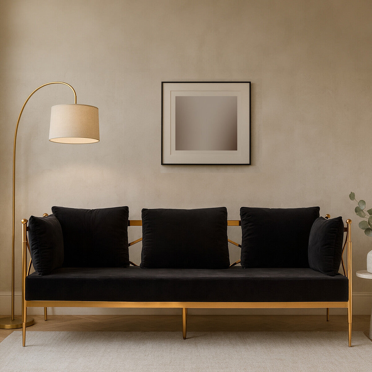 3 Seat Rose Gold Lattice Arms Sofa, Novo