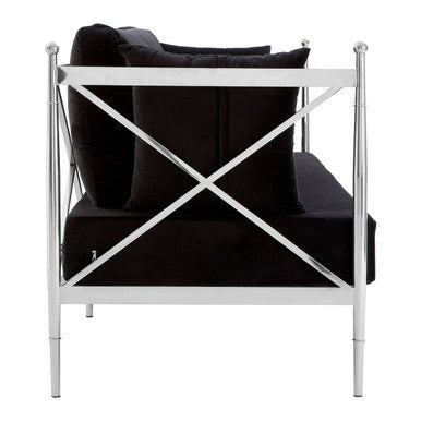 2 Seat Sofa With Silver Lattice Arms, Novo