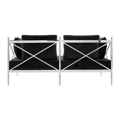 2 Seat Sofa With Silver Lattice Arms, Novo