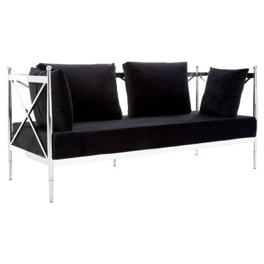 2 Seat Sofa With Silver Lattice Arms, Novo