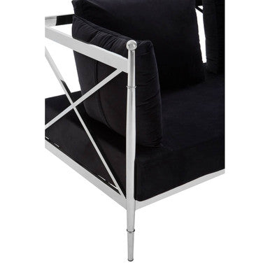 2 Seat Sofa With Silver Lattice Arms, Novo