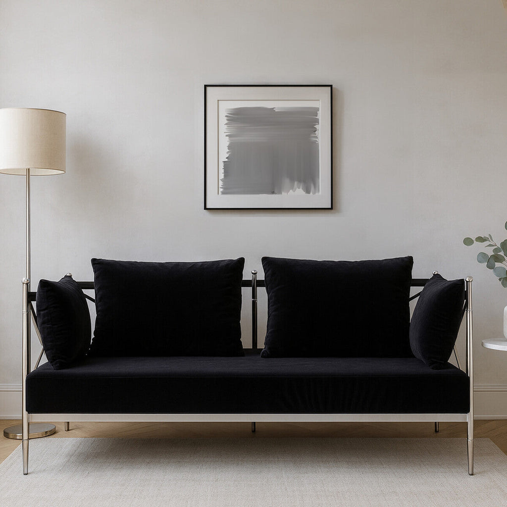 2 Seat Sofa With Silver Lattice Arms, Novo