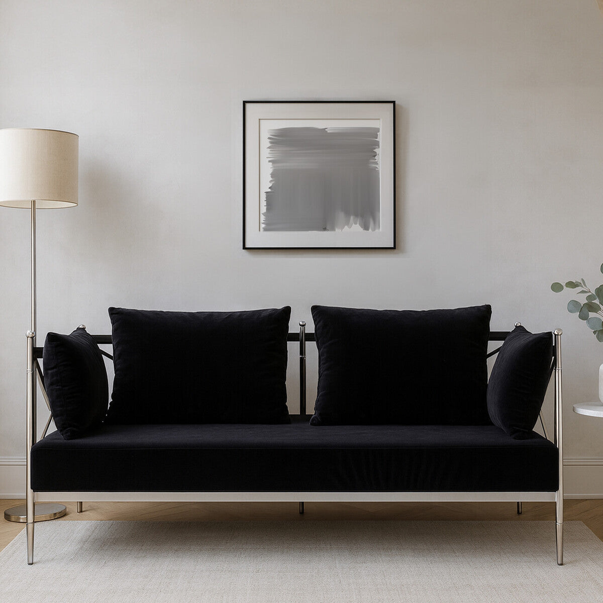 2 Seat Sofa With Silver Lattice Arms, Novo