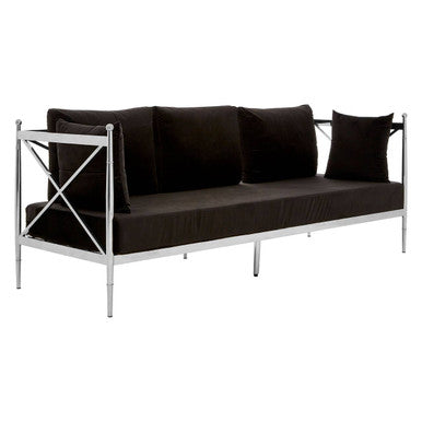 3 Seat Sofa With Silver Lattice Sides, Novo