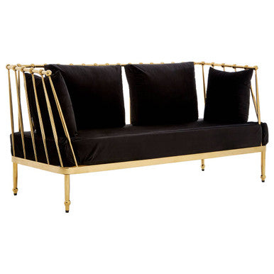 2 Seat Gold Tapered Arms Sofa, Novo