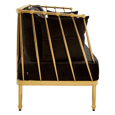 3 Seat Gold Tapered Arms Sofa, Novo