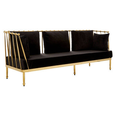 3 Seat Gold Tapered Arms Sofa, Novo