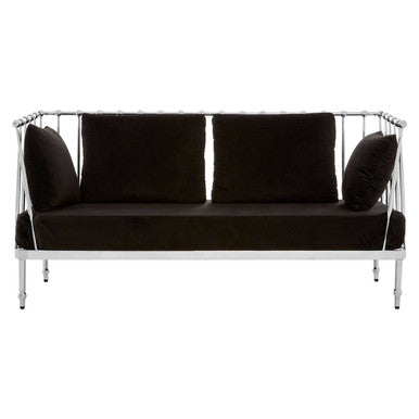 2 Seat Silver Tapered Arms Sofa, Novo