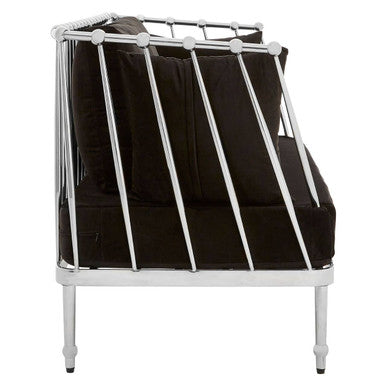 2 Seat Silver Tapered Arms Sofa, Novo