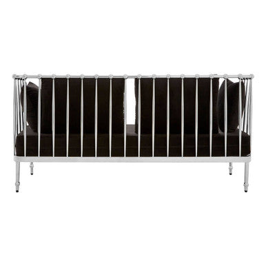 2 Seat Silver Tapered Arms Sofa, Novo