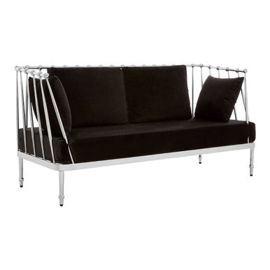 2 Seat Silver Tapered Arms Sofa, Novo