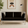 2 Seat Silver Tapered Arms Sofa, Novo