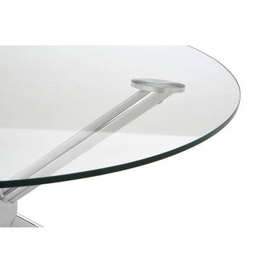 Round Clear Tempered Glass Top Coffee Table With Silver Stainless Steel Base, Novo