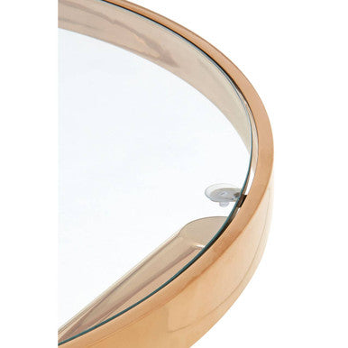 Clear Tempered Glass Round Top Side Table With Rose Gold Stainless Steel Base, Novo