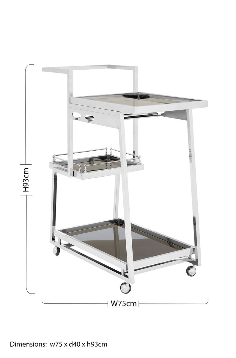 Novo 3 Tier Silver Trolley