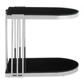 Art Deco Silver Metal Frame U-Shaped Side Table With Glass Top, Novo