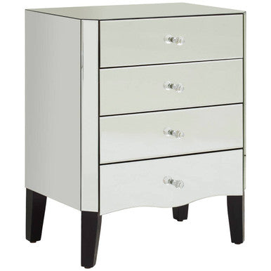Gabriella Mirrored Chest Of 4 Drawers Black Contemporary