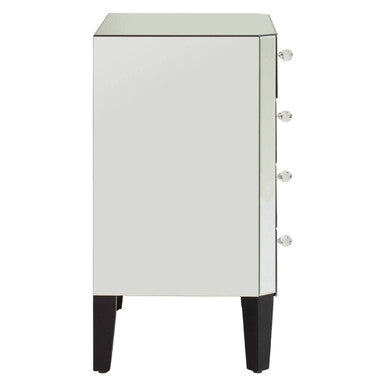 Gabriella Mirrored Chest Of 4 Drawers Black Contemporary