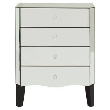 Gabriella Mirrored Chest Of 4 Drawers Black Contemporary