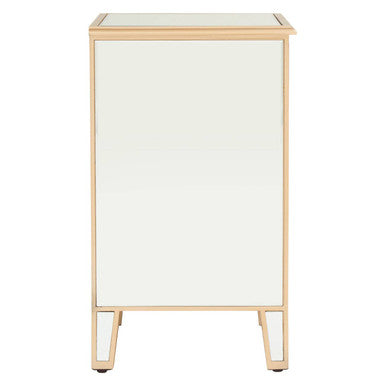 Warm Gold Mirrored Side Table With Storage Drawer & Open Shelf, Grazia