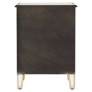 Warm Gold Mirrored Side Table With Storage Drawer & Open Shelf, Grazia
