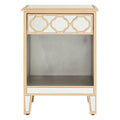 Warm Gold Mirrored Side Table With Storage Drawer & Open Shelf, Grazia