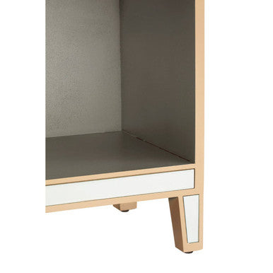 Warm Gold Mirrored Side Table With Storage Drawer & Open Shelf, Grazia