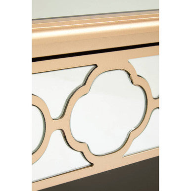 Warm Gold Mirrored Side Table With Storage Drawer & Open Shelf, Grazia