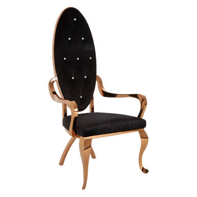 Novara Black Velvet & Rose Gold Baroque Chair