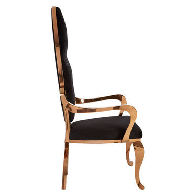 Novara Black Velvet & Rose Gold Baroque Chair