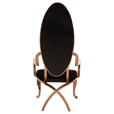 Novara Black Velvet & Rose Gold Baroque Chair