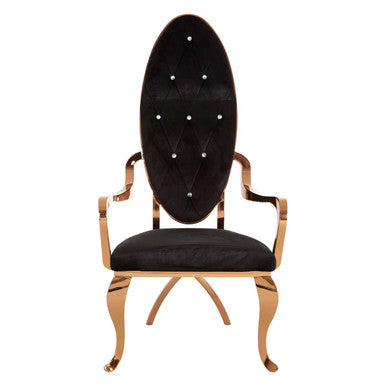 Novara Black Velvet & Rose Gold Baroque Chair