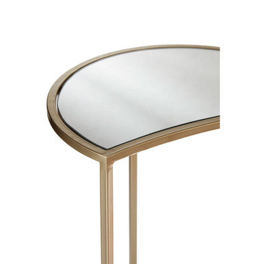Set Of 2 Art Deco Gold Champagne Base Nesting Side Tables With Mirrored Glass Tops, Avantis