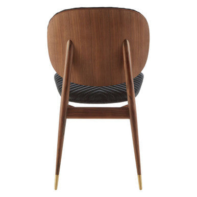 Kenso Black Leather & Walnut Wood Dining Chair