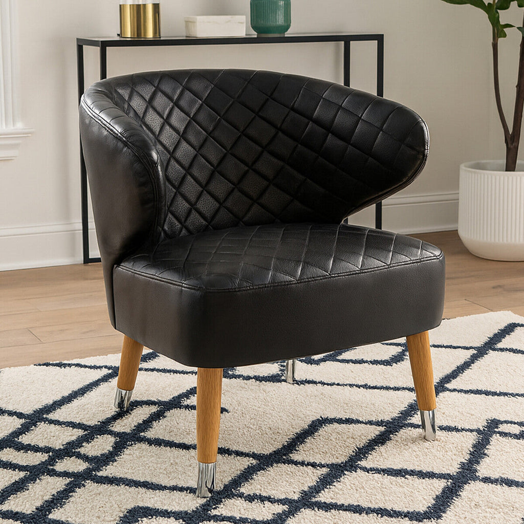 Richy Black Leather Accent Chair