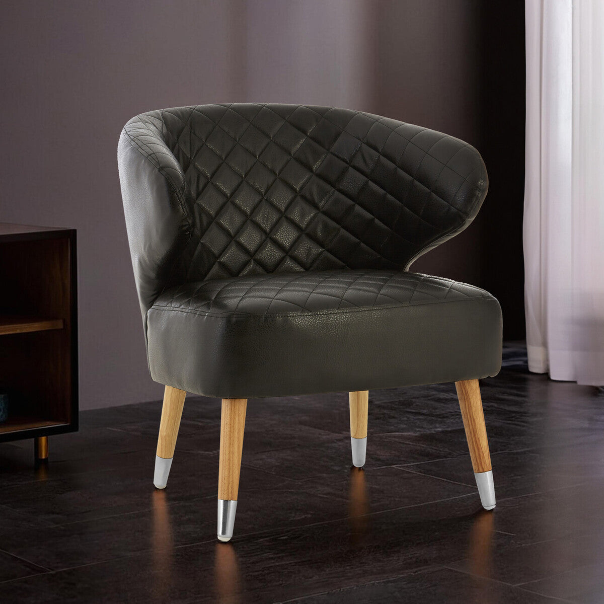 Richy Black Leather Accent Chair
