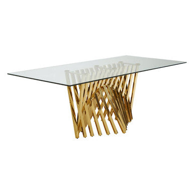 Clear Tempered Glass Top With Gold Stainless Steel Frame, Arezzo
