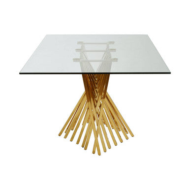 Clear Tempered Glass Top With Gold Stainless Steel Frame, Arezzo