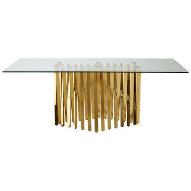 Clear Tempered Glass Top With Gold Stainless Steel Frame, Arezzo