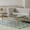 Two-Tier Coffee Table With Clear Tempered Glass Top & Gold Stainless Steel Frame, Arezzo