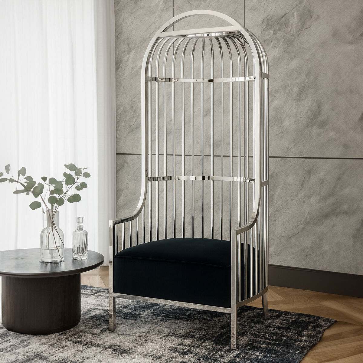 Eliza Silver Dome Cage Chair