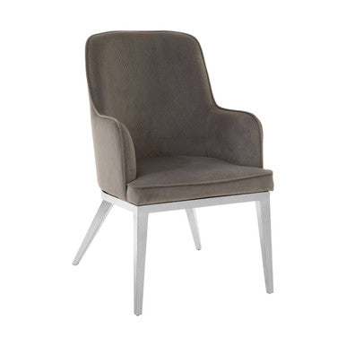 Eliza Grey Velvet Dining Chair With Silver Legs