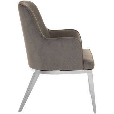 Eliza Grey Velvet Dining Chair With Silver Legs