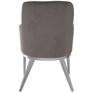 Eliza Grey Velvet Dining Chair With Silver Legs