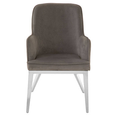Eliza Grey Velvet Dining Chair With Silver Legs