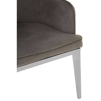 Eliza Grey Velvet Dining Chair With Silver Legs