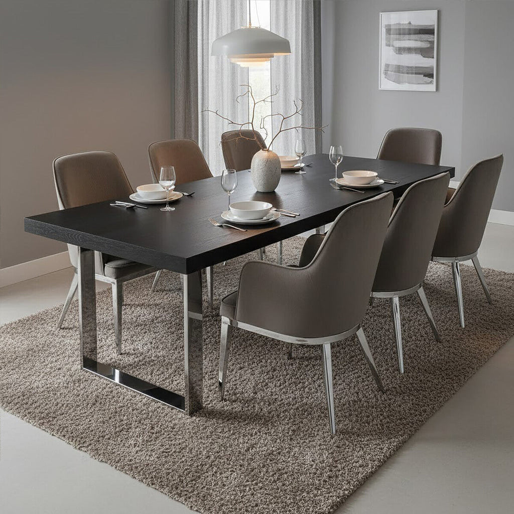 Eliza Grey Velvet Dining Chair With Silver Legs