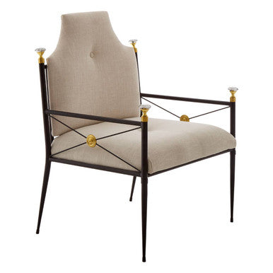 Monroe High Back Chair Linen White Modern