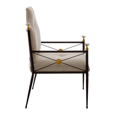 Monroe High Back Chair Linen White Modern